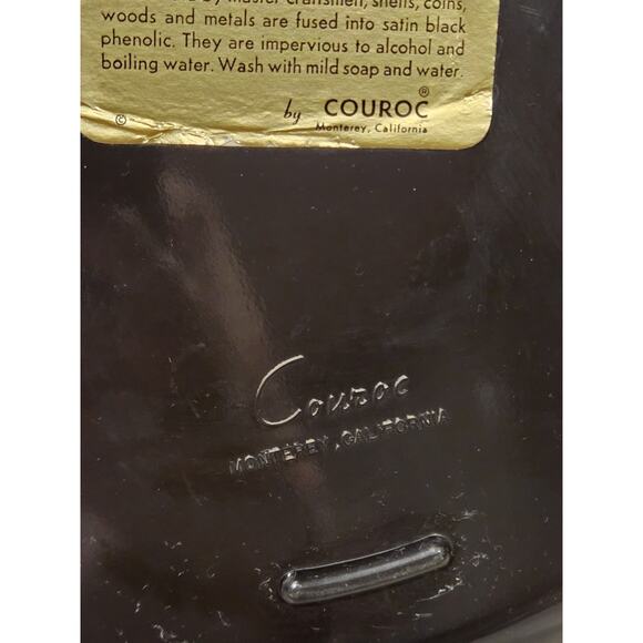 Couroc of Monterey Red Cardinal Bird on Branch Round Black Tray Platter 10½" GUC - Picture 10 of 11